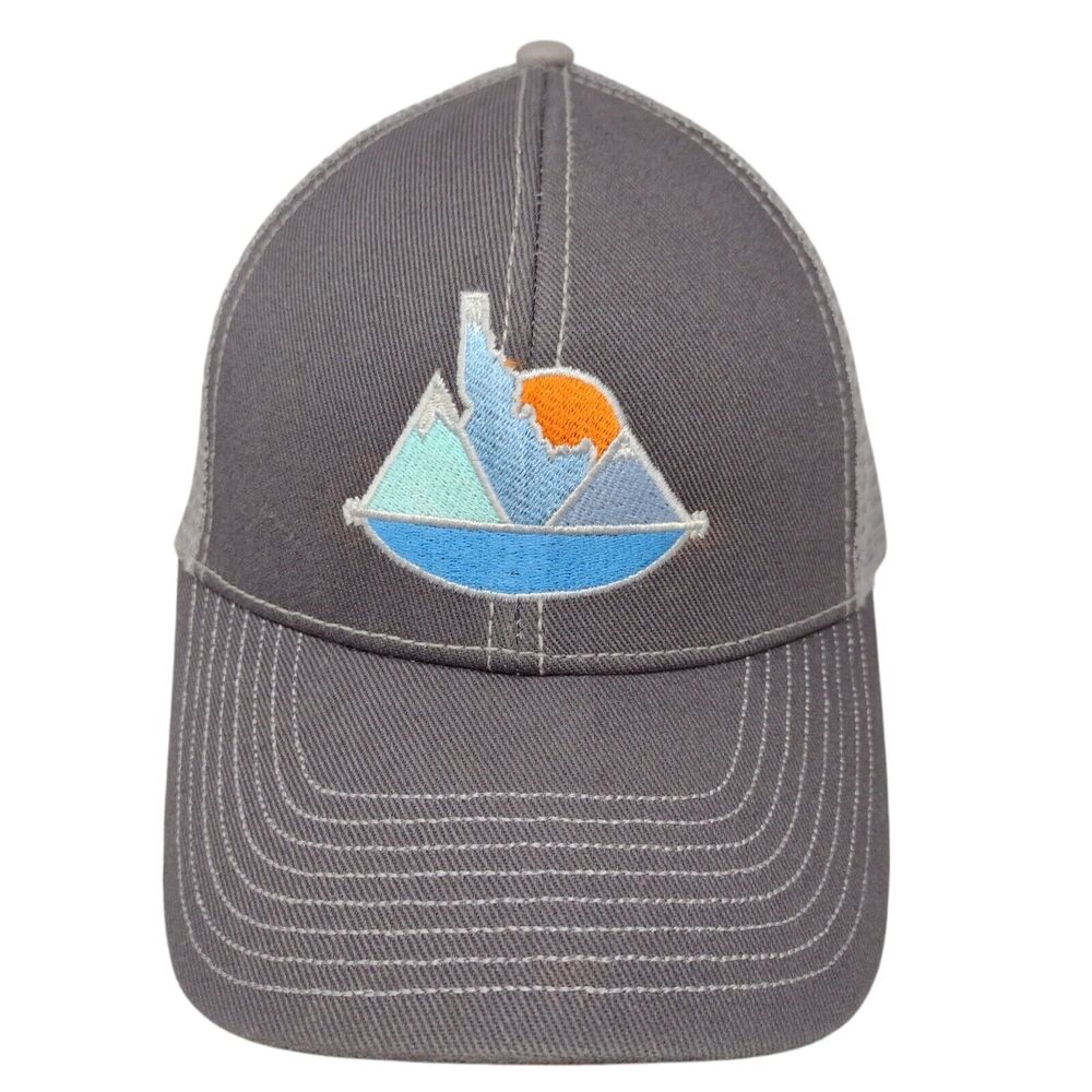 Idaho Sunset Strapback Mesh Back Trucker Hat Gray OSFA Colorblock HG